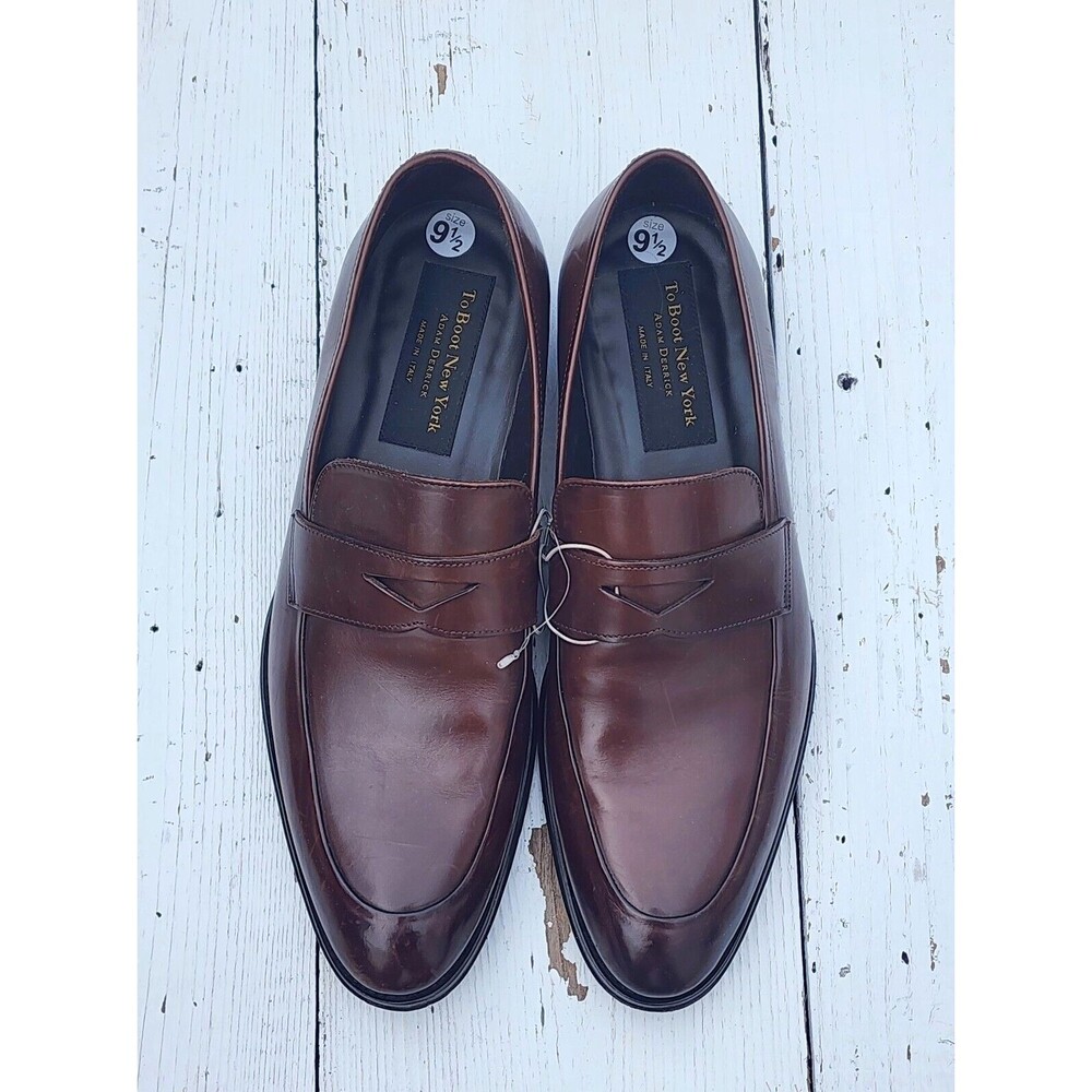 To Boot New York Burnished Brown Leather Penny Loafers Made Italy US 9.5 EU 43.5 - Picture 4 of 6